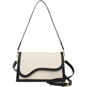 Women Black White Imported Leather Trendy Small Cross Body Evening Handbag